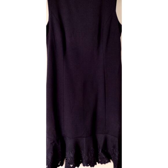 TALBOTS Sleeveless Flounce Dress Stretch Floral Trim Navy Size 8 - Picture 6 of 16